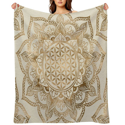 Flower of Life in Lotus - Pastel Golds And Canvas Throw Blanket