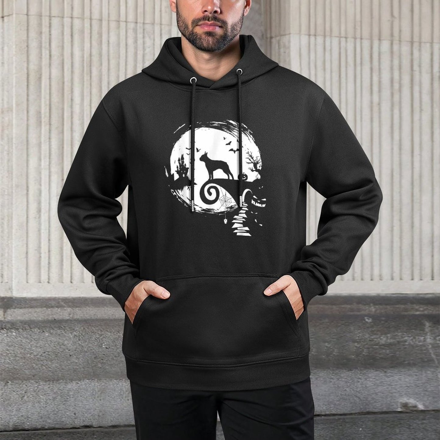 Boston Terrier And Moon Halloween Costume Dog Lover Funny Versatile Streetwear Hoodie
