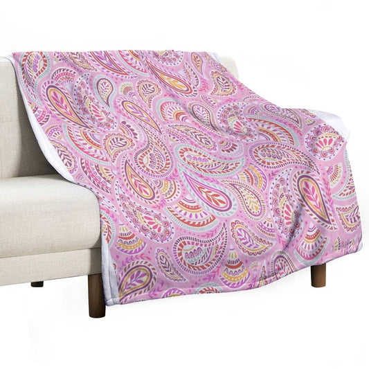 Pink Paisley Throw Blanket