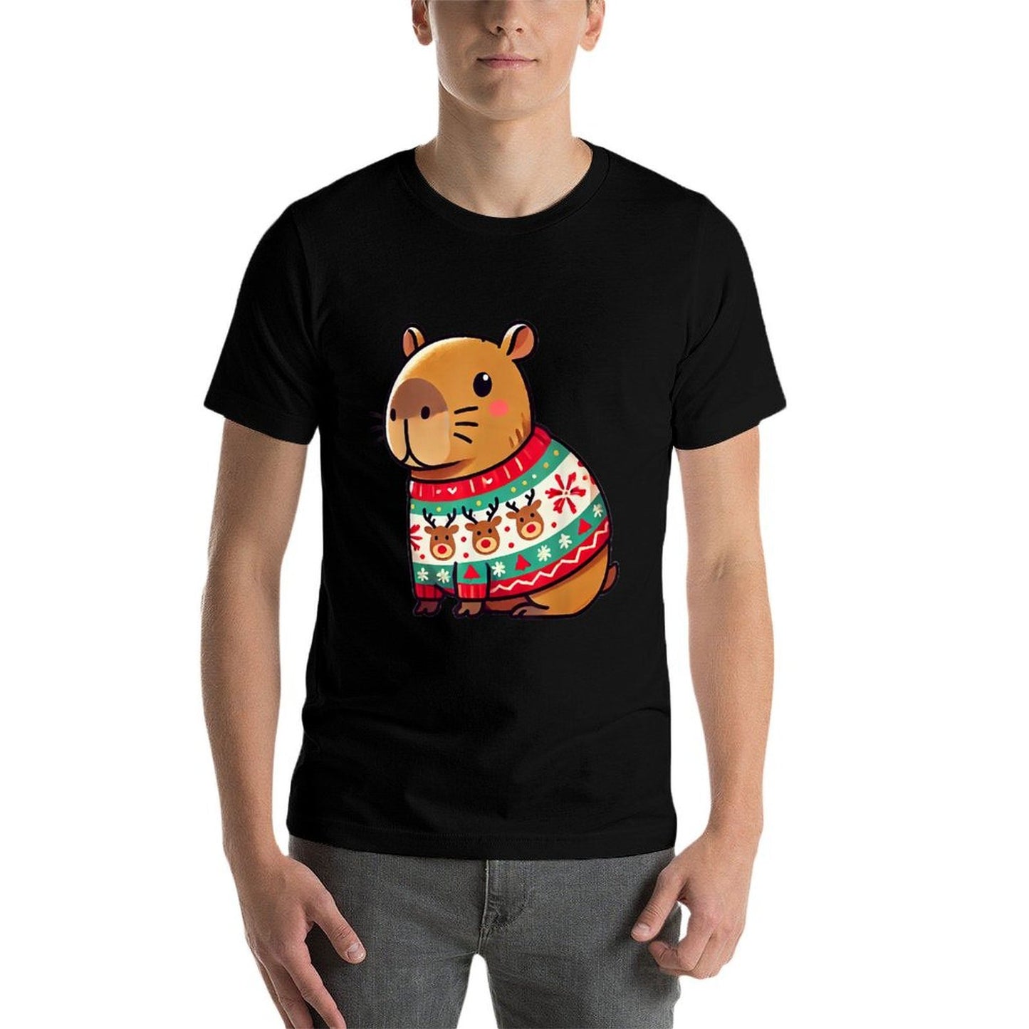 Capybara Ugly Sweater Christmas  Breathable T-Shirt