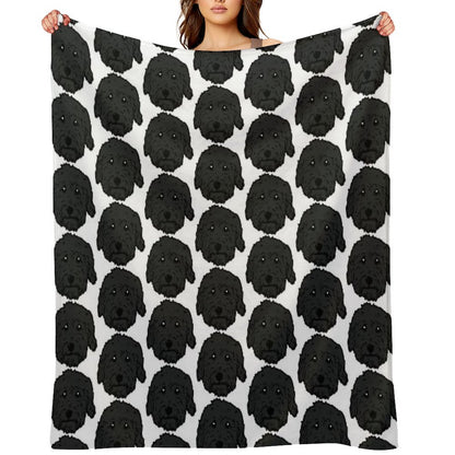 Charcoal Poodle - Dark Gray Goldendoodle! Black Labradoodle! Adorable Doodle Teddy Bear Dog - in Chocolate Brown, Dark Brown Dog Throw Blanket