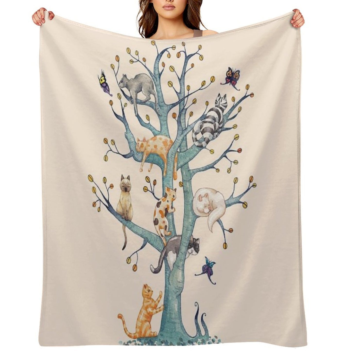 The Tree of Cat Life Throw Blanket
