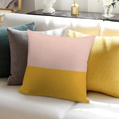 Blush Pink And Mustard Yellow Minimalist Color Block 2 Soft Washable Throw Pillow