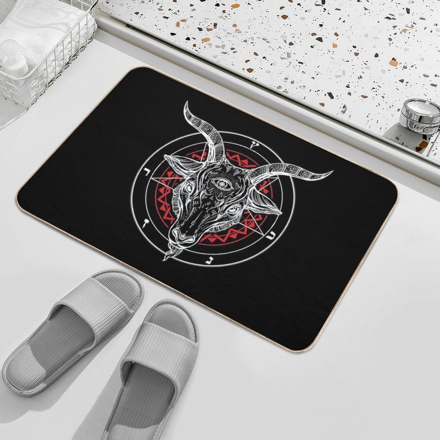 Satanic Goat Baphomet Circle Satan Symbol  Lucifer Devil Bath Mat