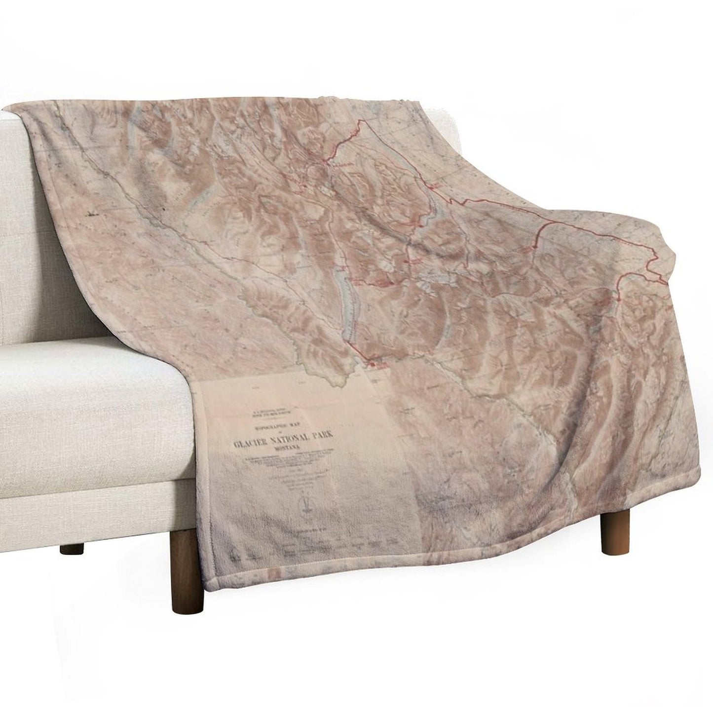 Old Glacier National Park Map (1914) Vintage Montana Natural Reserve Atlas Throw Blanket
