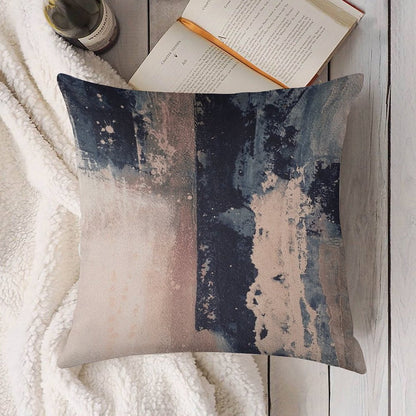 Horizontal Pink Navy Linen Throw Pillow Cover