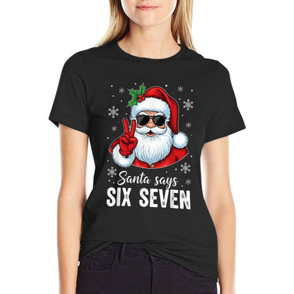 Funny Santa Says Six Seven Christmas 67 Meme Xmas Boys Girls  Stretchy T-Shirt