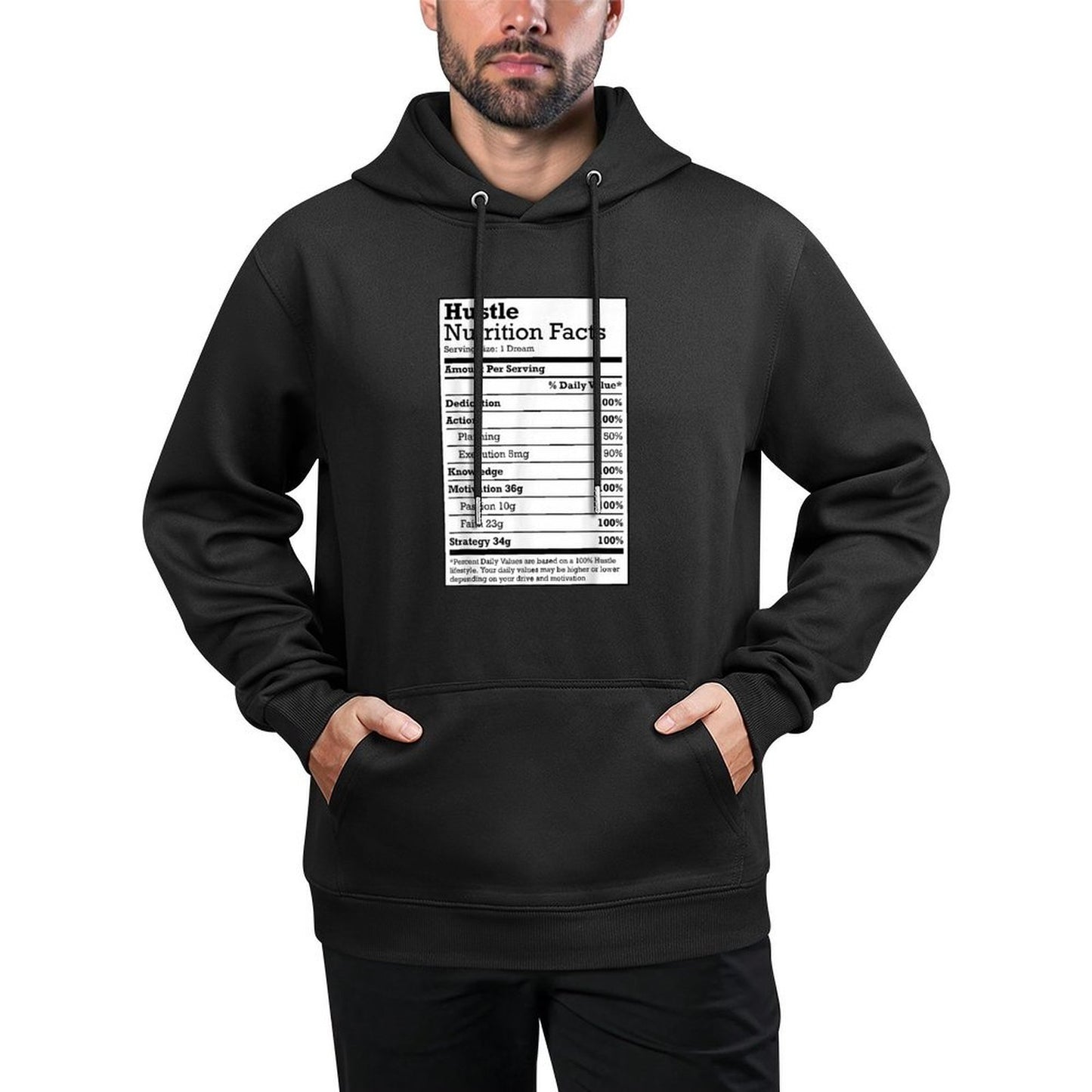 Hustle Nutrition Facts Christmas Birthday Gift Rap Urban Customizable Surface Hoodie