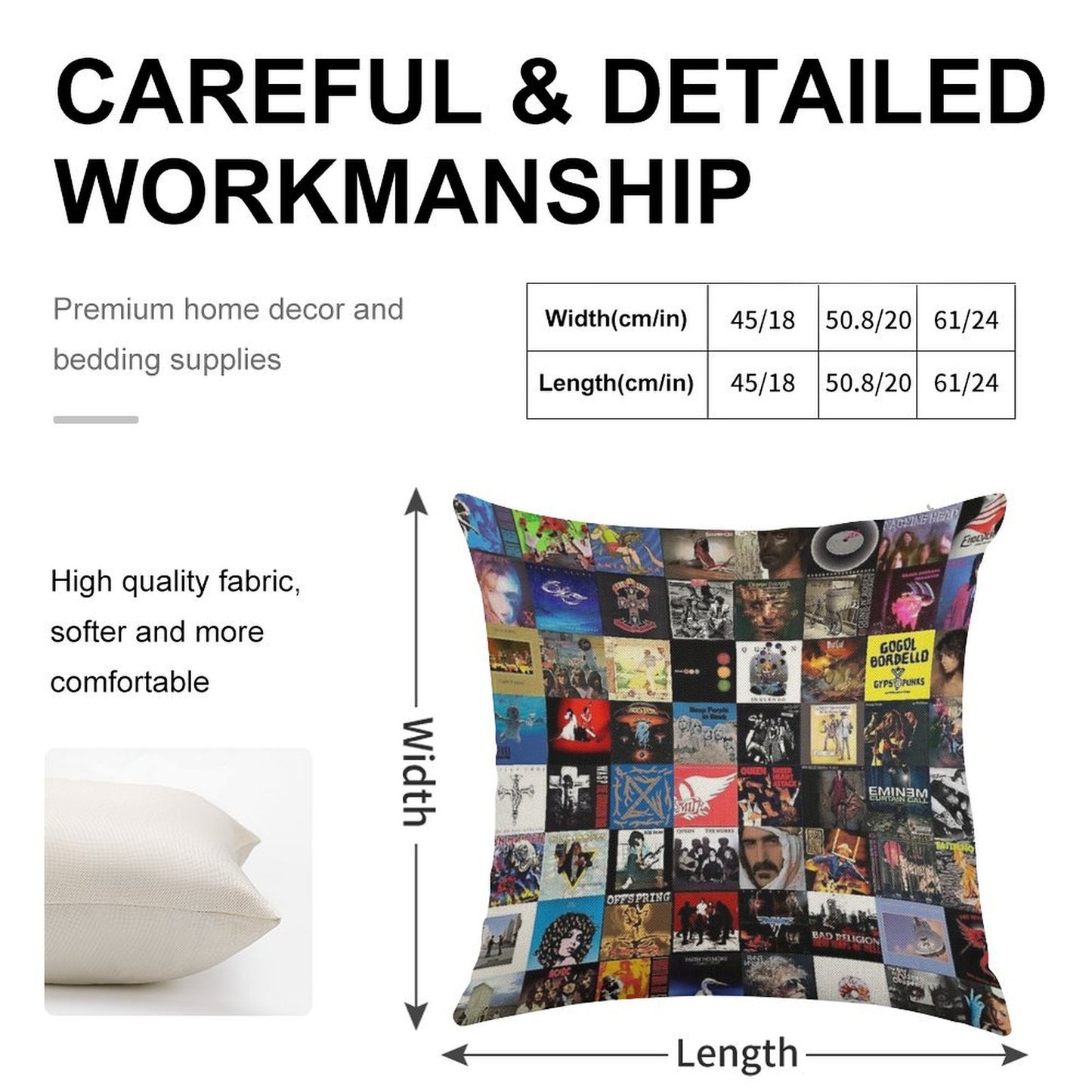 Retro Album Cover Collage Linen Throw Pillow Cover