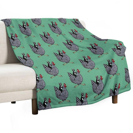 Cat Riding A Chicken Throw Blanket