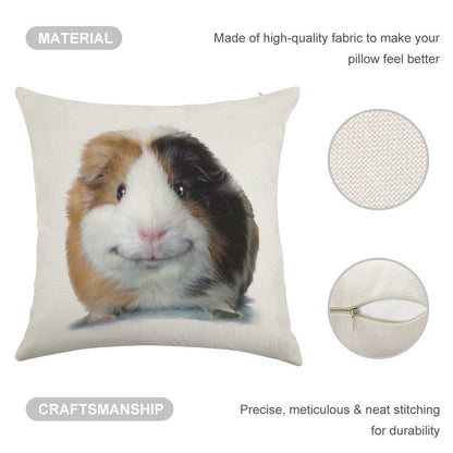 Keep Smiling with Angeelo The Guinea Pig! Linen Throw Pillow Cover
