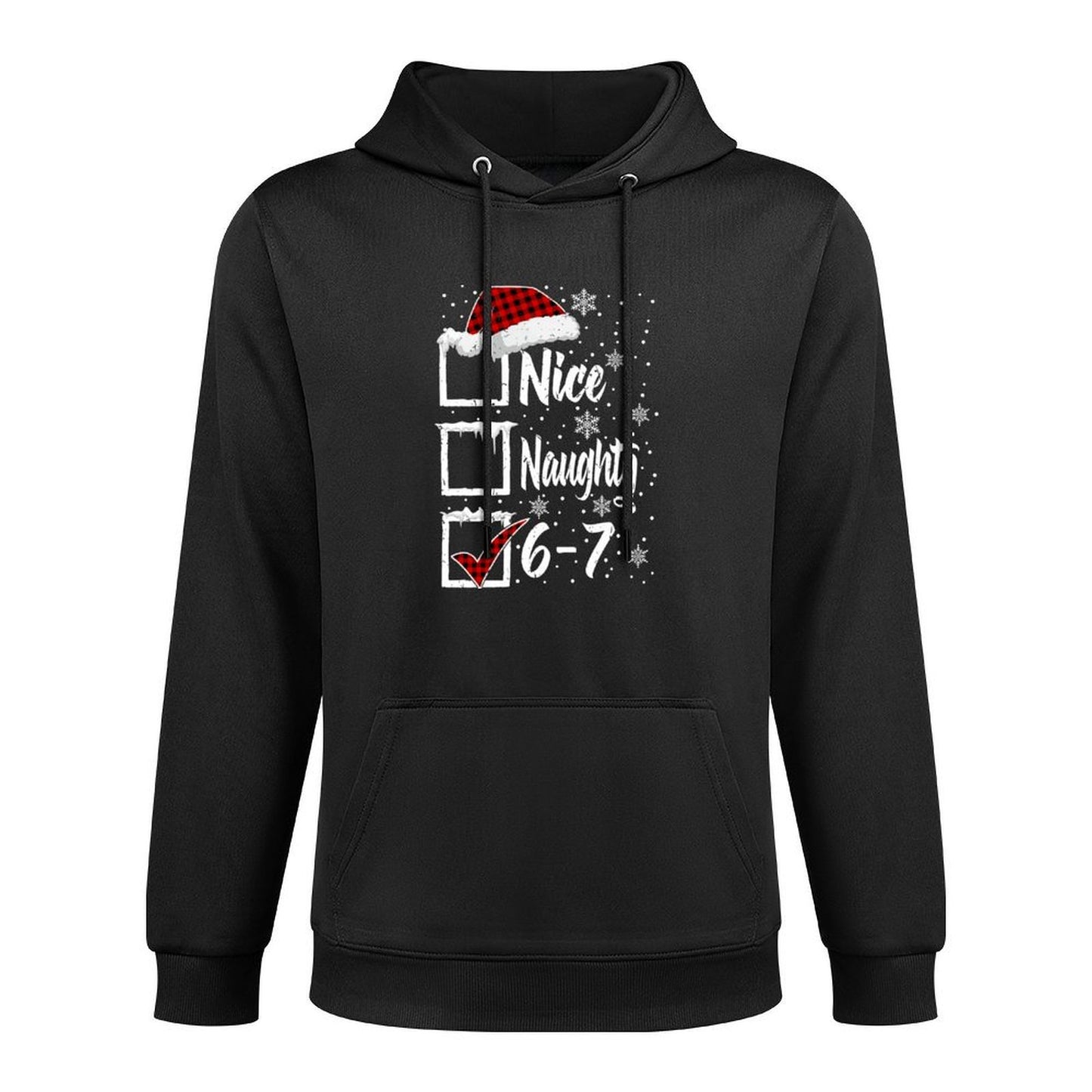 Funny Nice Naughty 67 Christmas Shirt Brain Rot Six Seven Kangaroo Pocket Hoodie