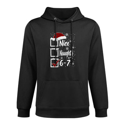 Funny Nice Naughty 67 Christmas Shirt Brain Rot Six Seven Kangaroo Pocket Hoodie