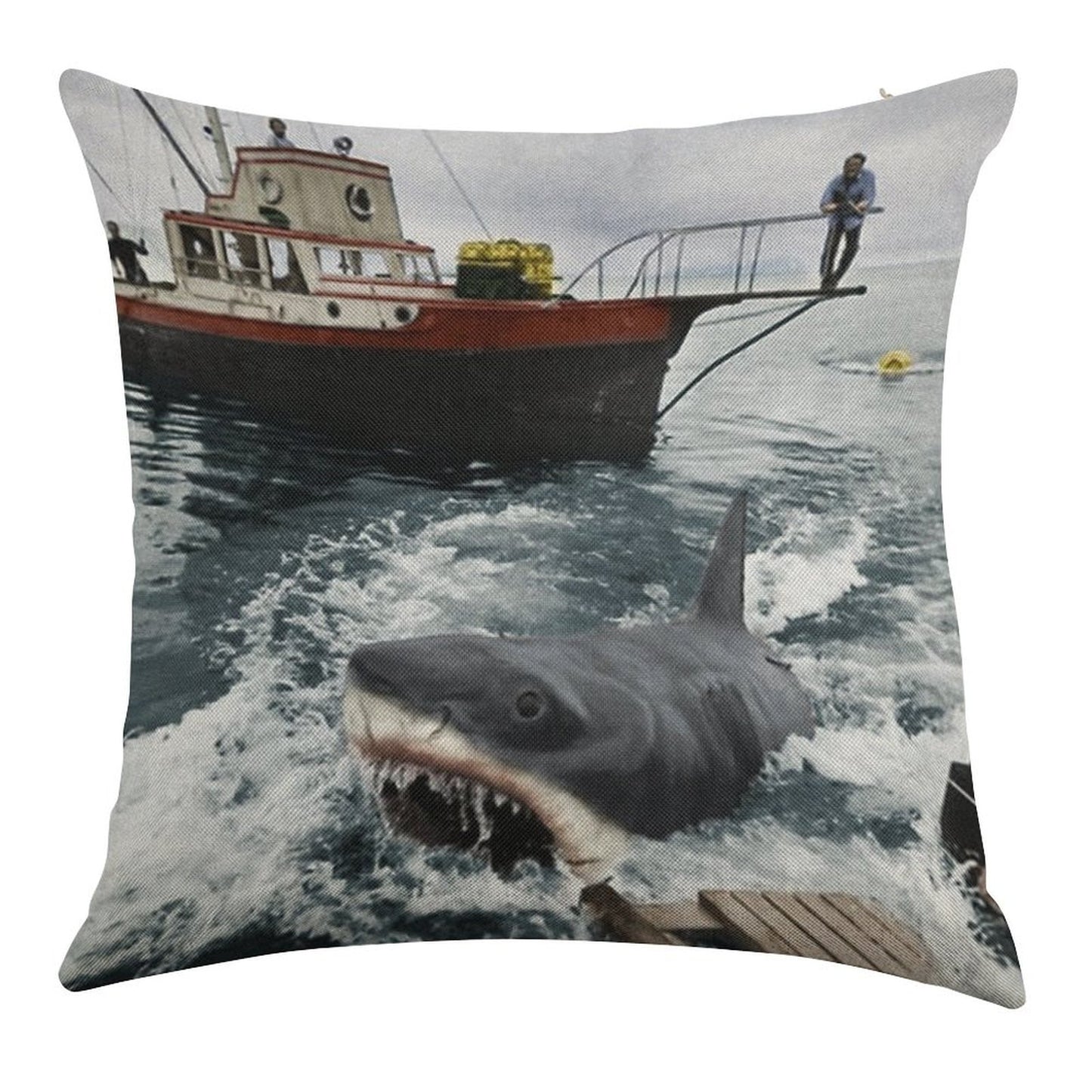 Jaws Photography Linen Throw Pillow Cover