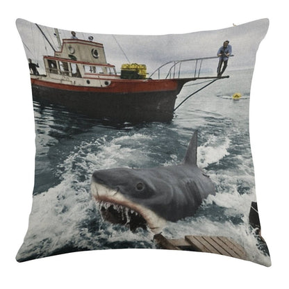 Jaws Photography Linen Throw Pillow Cover