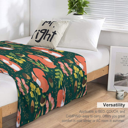 Squirrels on Green Grass Throw Blanket