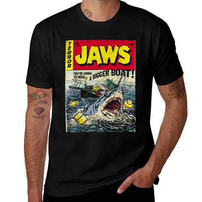 Jaws Pulp Attack Comic Cover  High-quality Stitching T-Shirt