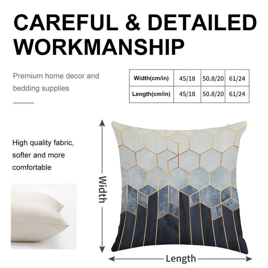Soft Blue Hexagons Linen Throw Pillow Cover