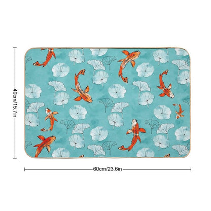 Waterlily Koi in Turquoise Bath Mat