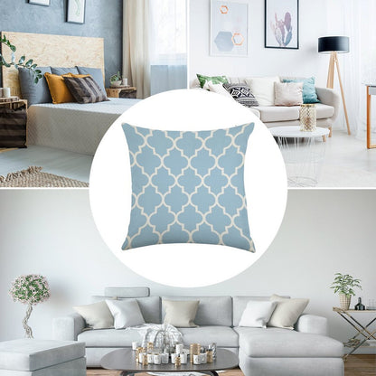 Moroccan Quatrefoil, Light Blue And White Linen Throw Pillow Cover