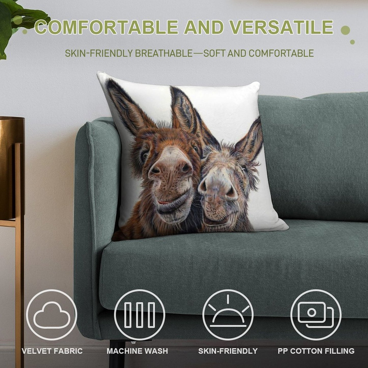 Donkeys - Hee Haw Soft Bedroom Essential Throw Pillow