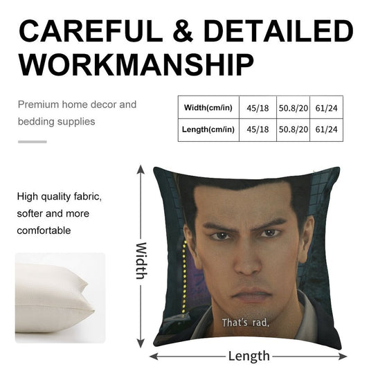 Yakuza Kiryu That's Rad Linen Throw Pillow Cover