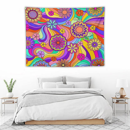 Groovy Psychedelic Flower Power Tapestry