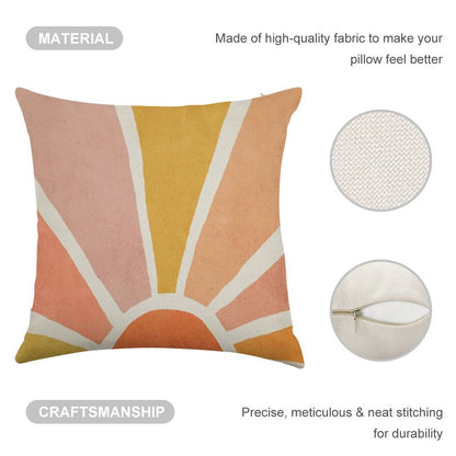 Sun, Abstract, Mid Century Modern Kids Wall Art, Nursery Room Linen Throw Pillow Cover