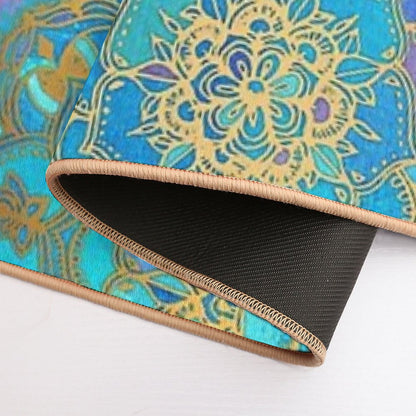 Sapphire & Jade Stained Glass Mandalas Bath Mat