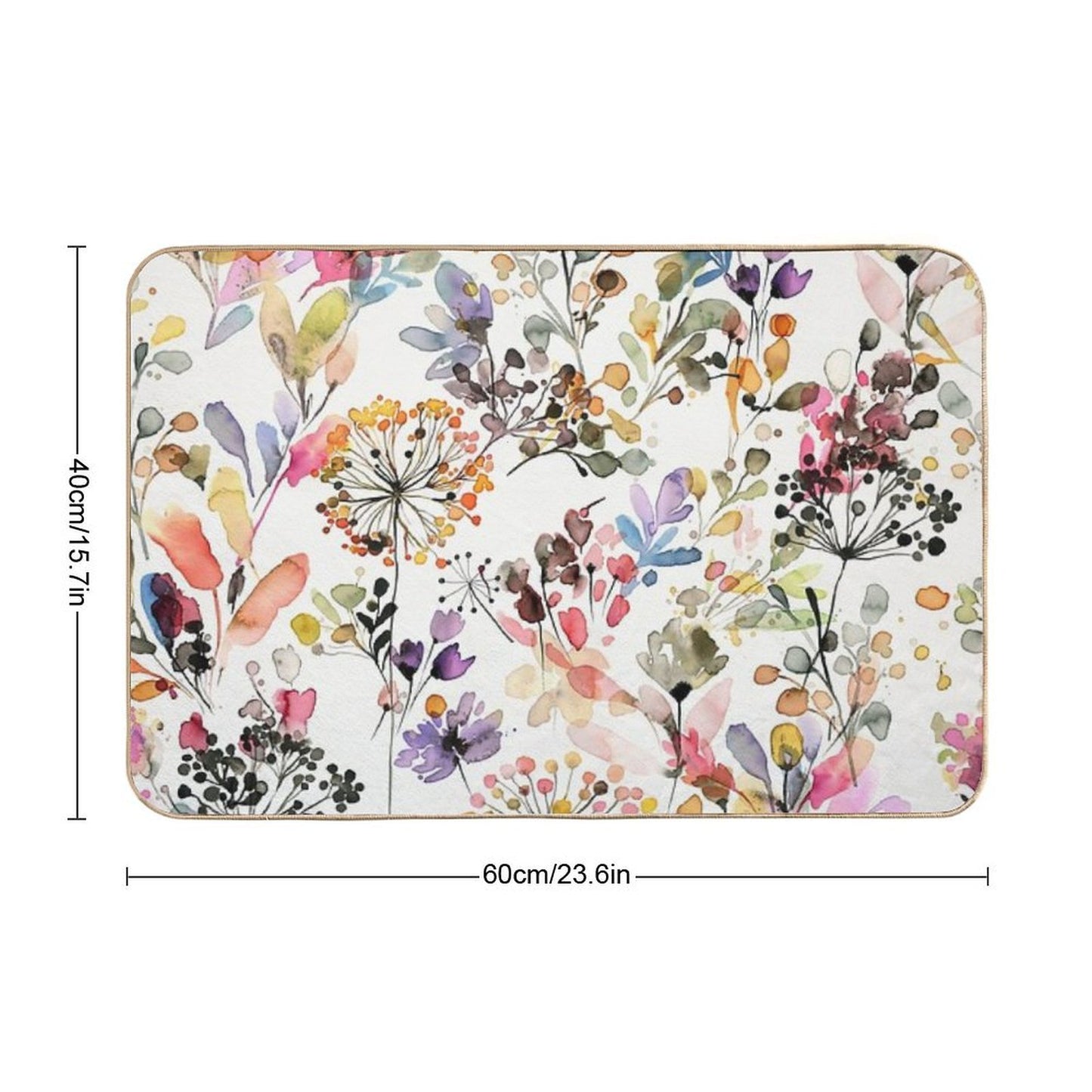 Wild Flowers And Plants Watercolor - Wild Nature Botanical Print  Fade-Resistant Bath Mat
