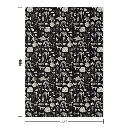 Paleontology Illustration Throw Blanket
