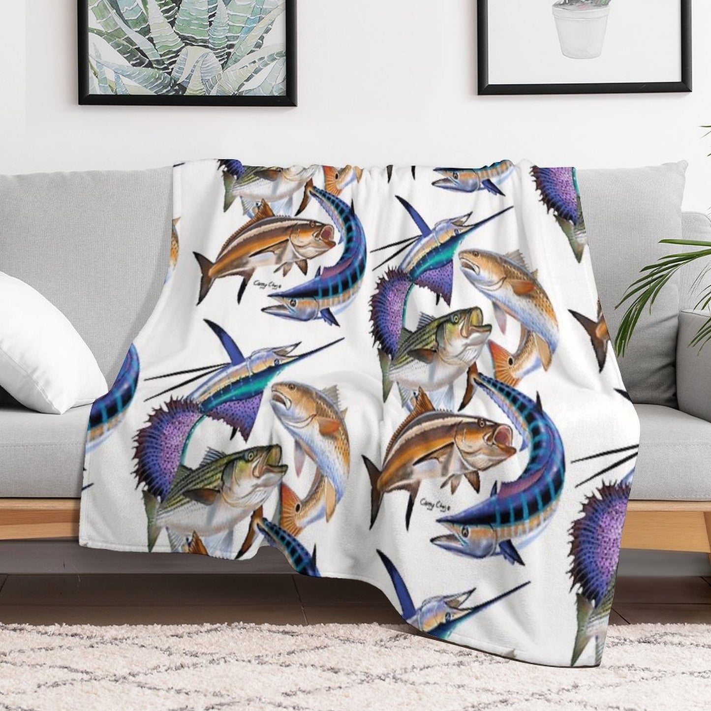Gamefish Collage Throw Blanket