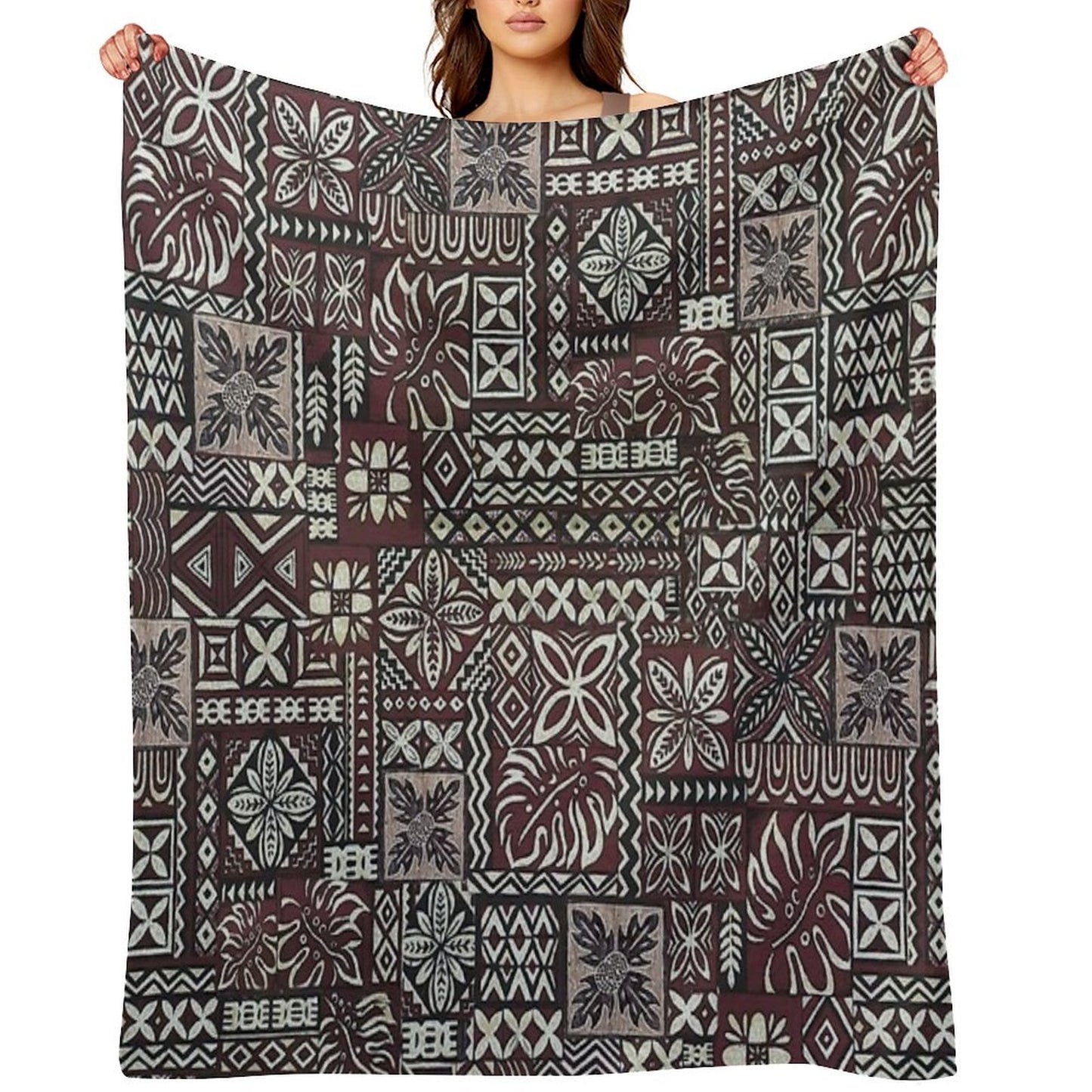 Hawaiian Ulu Tapa Throw Blanket