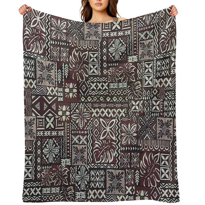 Hawaiian Ulu Tapa Throw Blanket