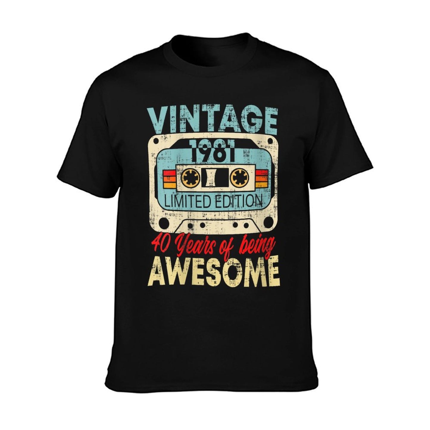 Womens Vintage 1981 Cassette Tape 40 Awesome 40th Birthday Gift  Heathered Texture T-Shirt
