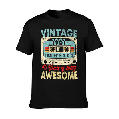 Womens Vintage 1981 Cassette Tape 40 Awesome 40th Birthday Gift  Heathered Texture T-Shirt