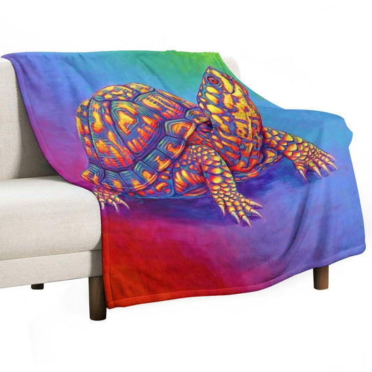 Rainbow Eastern Box Turtle Throw Blanket