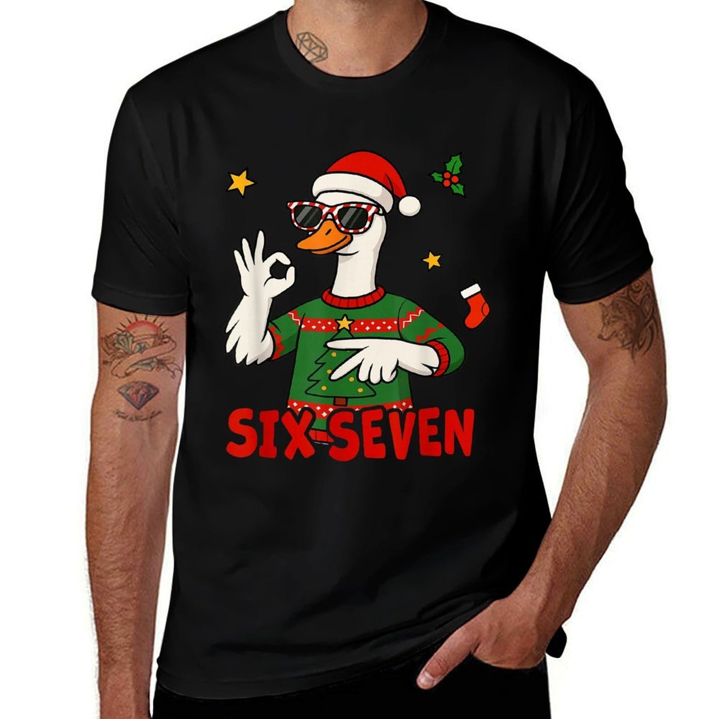 Funny Christmas Goose Six Seven 67 for Men And Women  Moisture-wicking T-Shirt