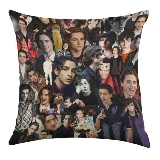 Timothee Chalamet Linen Throw Pillow Cover