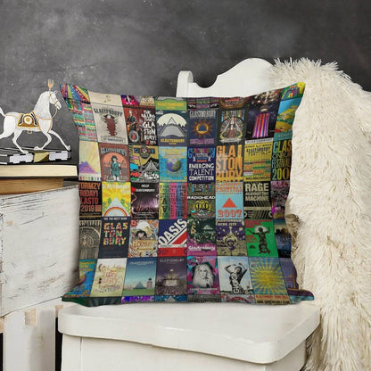 Glastonbury Festival Linen Throw Pillow Cover