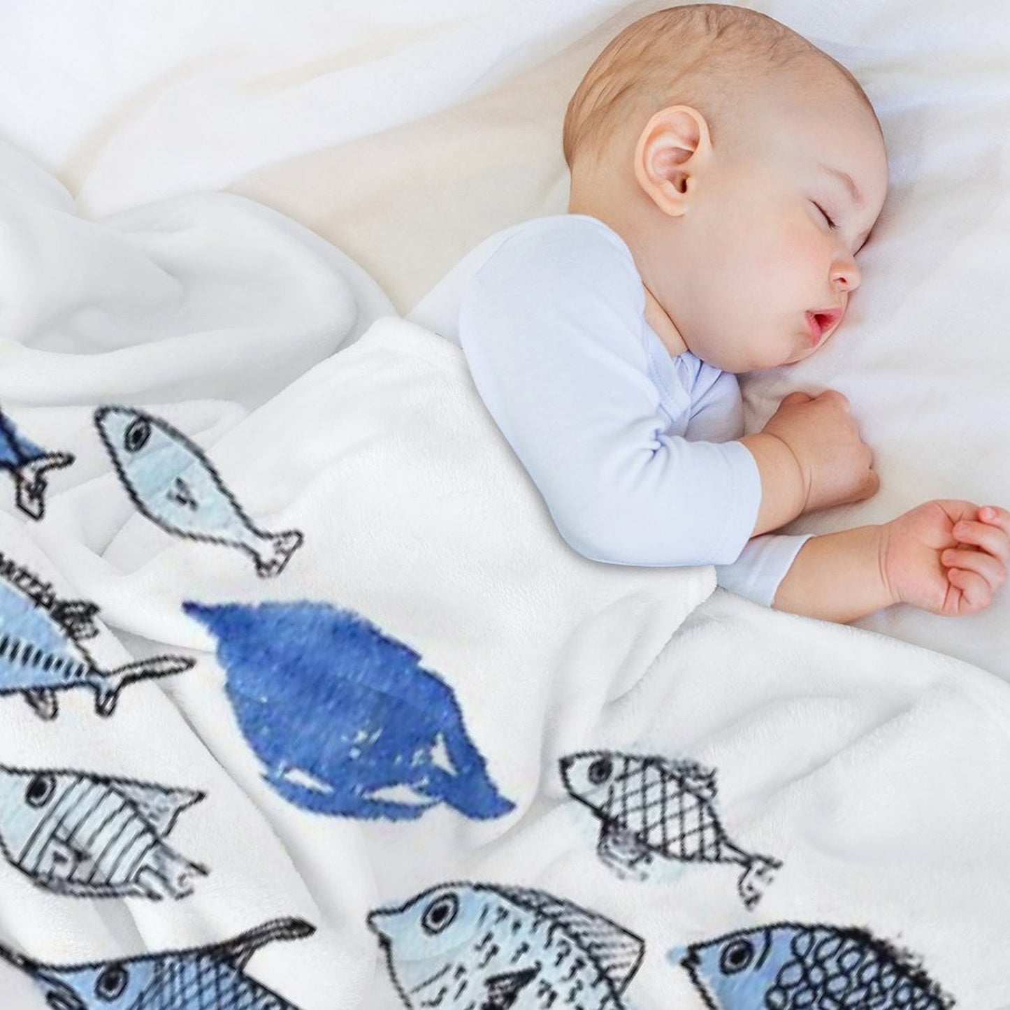 Blue Fishes Throw Blanket