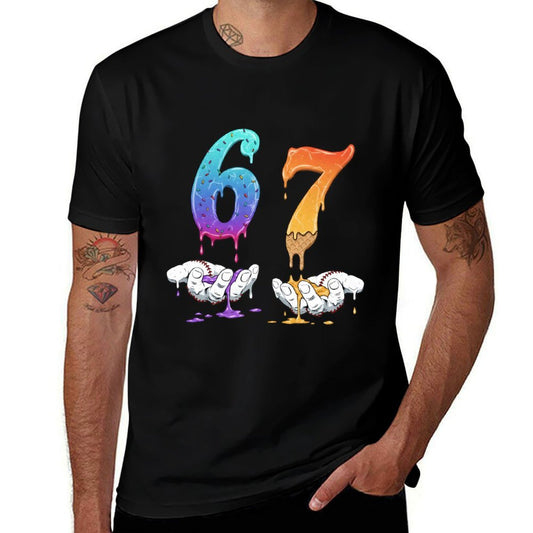 67 Meme Funny Baseball Kids Girls Humor Number 6 7  Odor-resistant T-Shirt