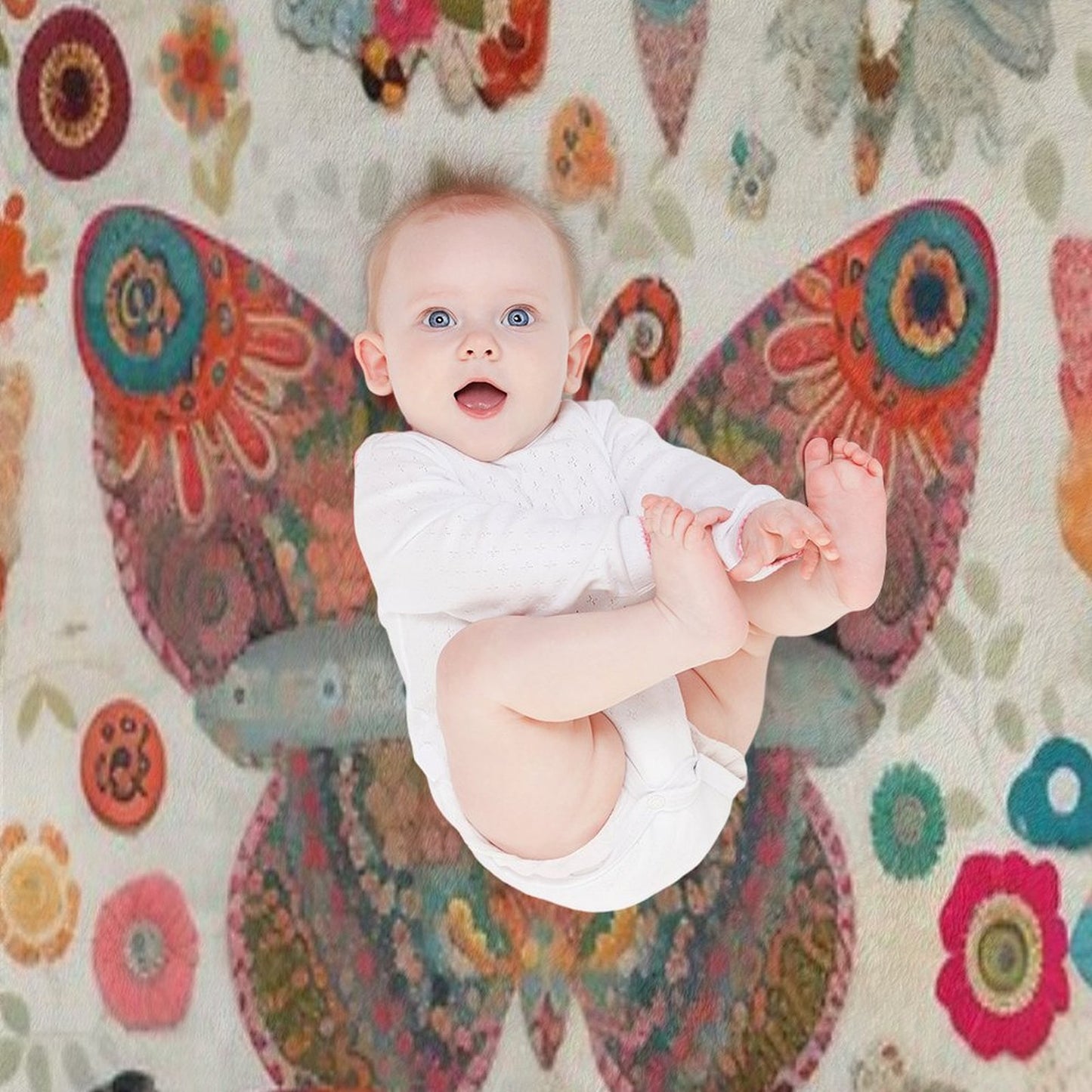 Colorful Whimsical Butterflies And Flowers Puzzle Throw Blanket