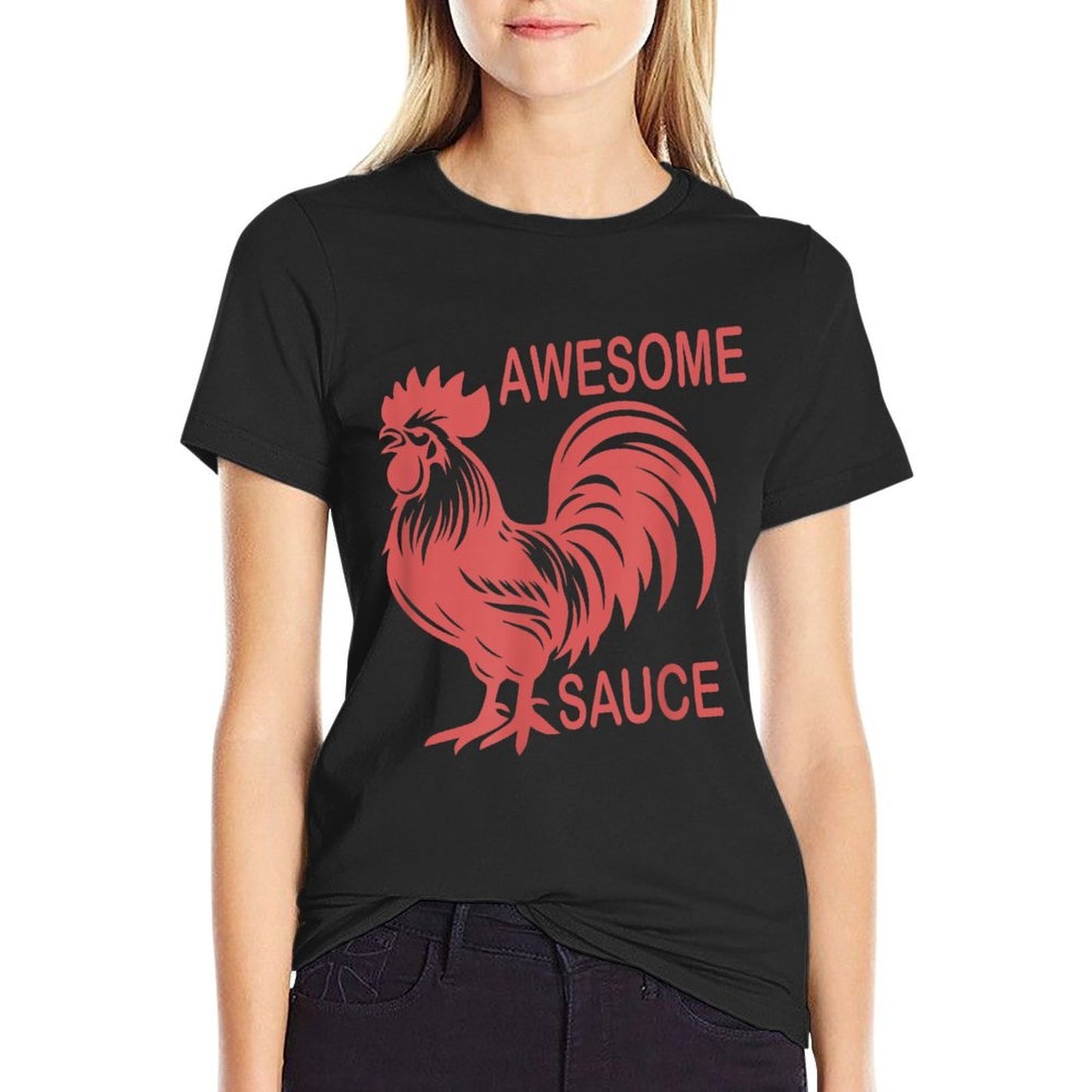 Awesome Sauce with Picture of Rooster  Easy-care T-Shirt