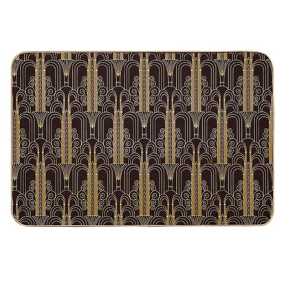 Glamorous Gold-Color Art Deco Pattern  Easy Maintenance Bath Mat