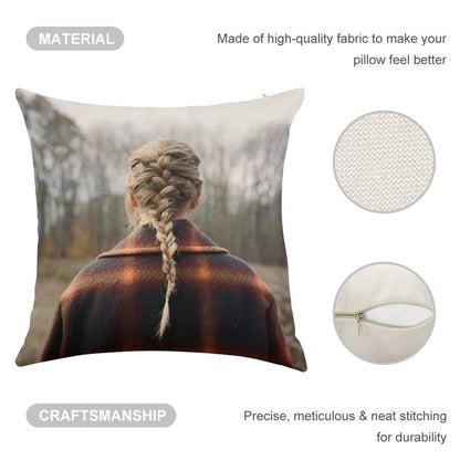 Evermore Album Cover Design Linen Throw Pillow Cover