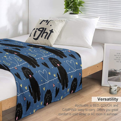 LOVE Black Goldendoodle Dog Throw Blanket