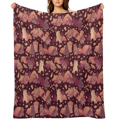 Raccoons Nighttime Pillage Throw Blanket