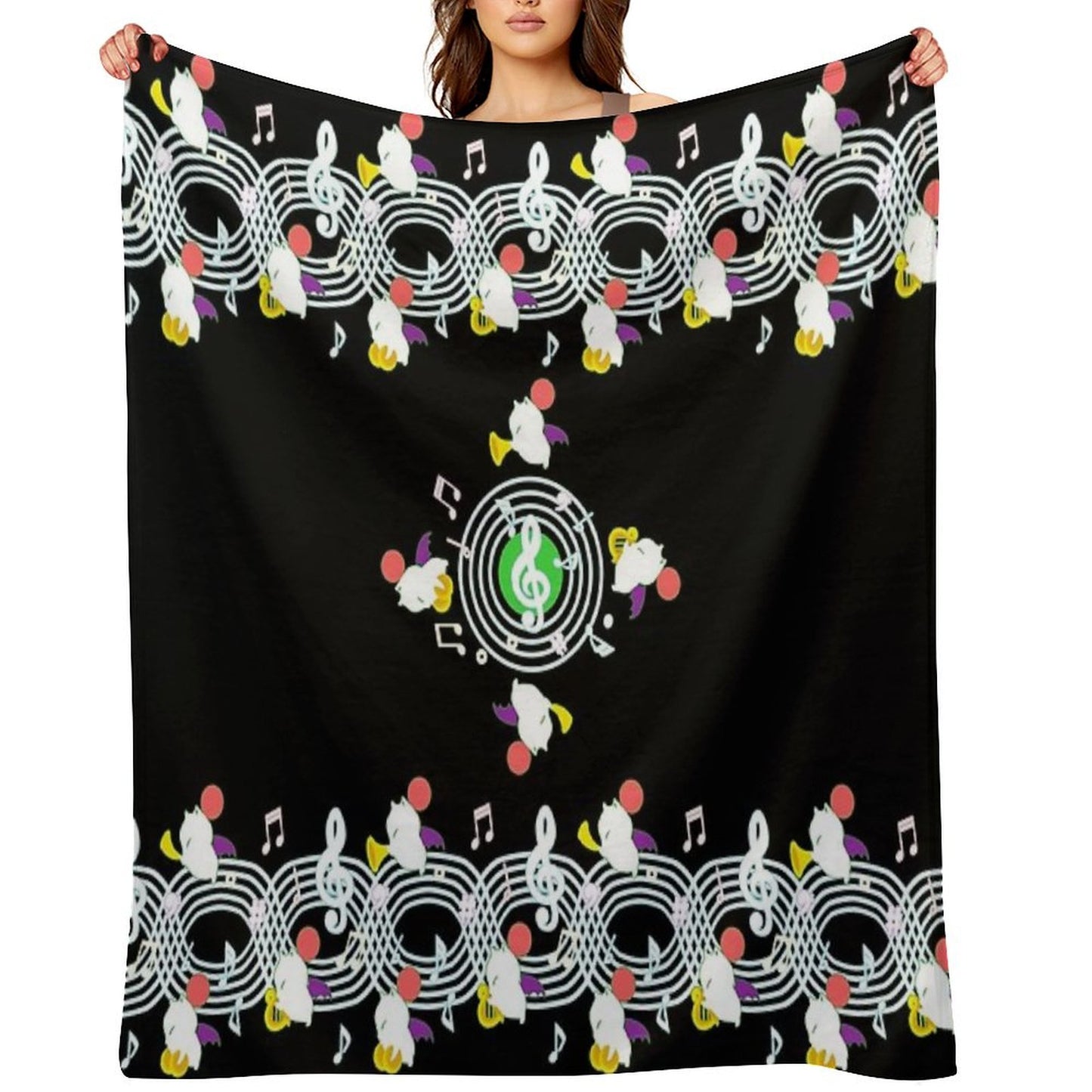 Music Moogle (Black&Green) Throw Blanket