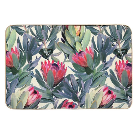 Painted Protea Pattern  High-Traffic Bath Mat